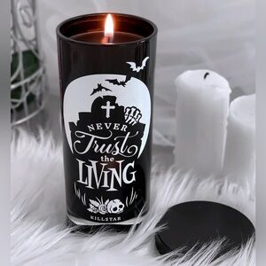 Never trust living KILLSTAR black candle skulls death Halloween vegan soy